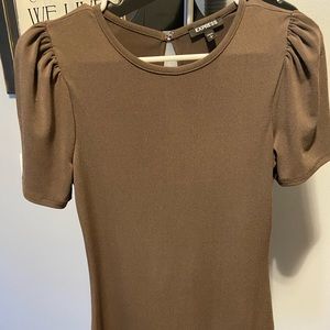Express Olive Green Puff Sleeve Top